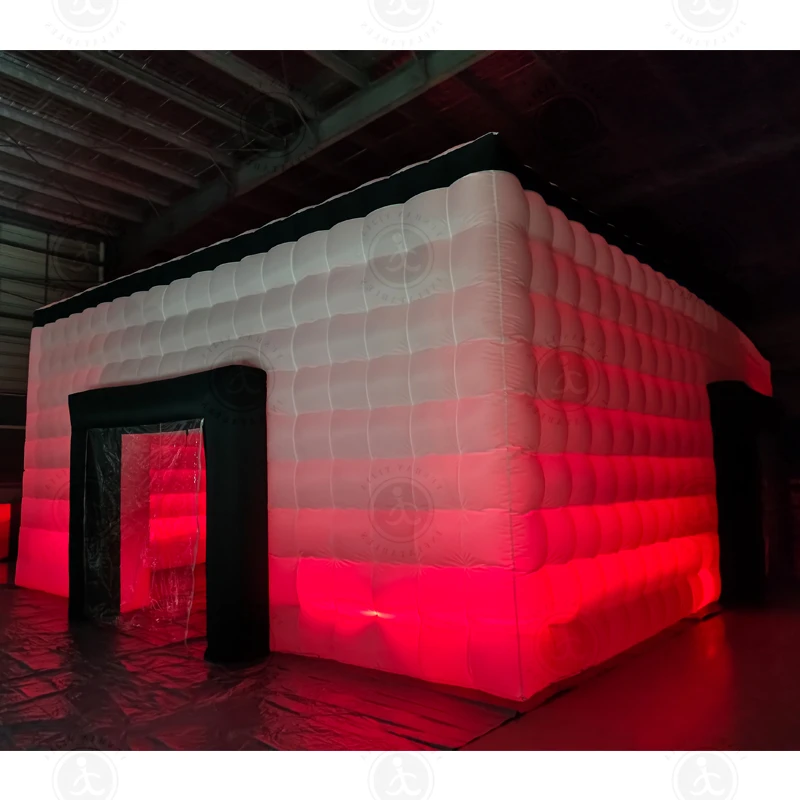 상업 팝업 LED 블랙 디스코 조명 모바일 나이트 클럽 텐트 풍선 큐브 파티 텐트 풍선 나이트 클럽