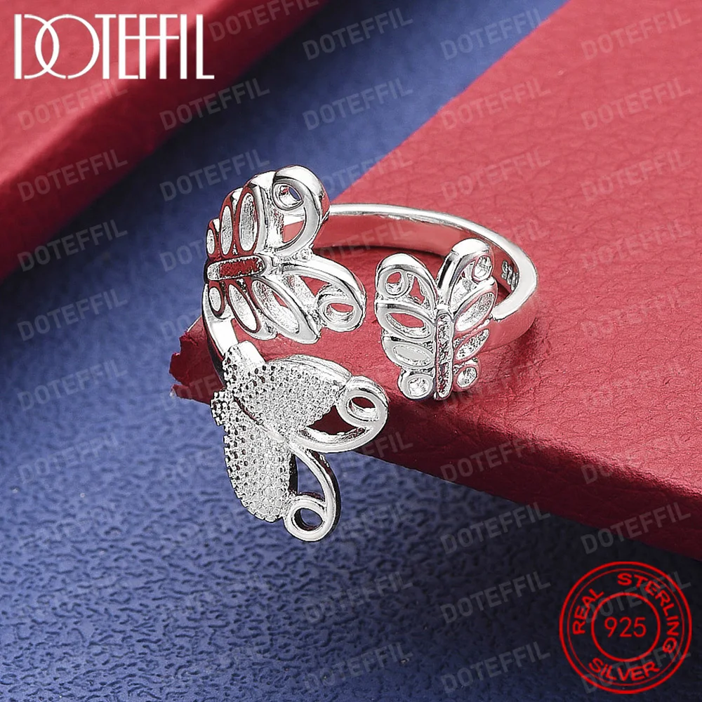 925 Sterling Silver Butterfly Ring For Women Wedding Engagement Party Fashion Charm Jewelry