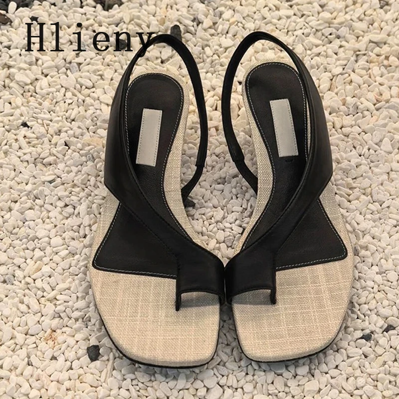 

Hlieny модные сандалии на низком каблуке с застежкой на носок, женские сандалии-гладиаторы без шнуровки с открытой пяткой, летние элегантные женские туфли с открытым носком