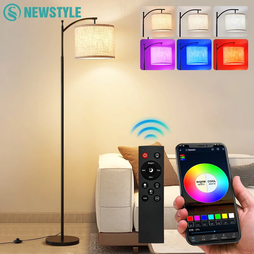NEWSTYLE LED مصباح أرضي مع RGBW الإضاءة المحيطة APP الموسيقى لاقط DIY بها بنفسك تخصيص اللون تصميم المنزل أباجورة غرفة ديكور