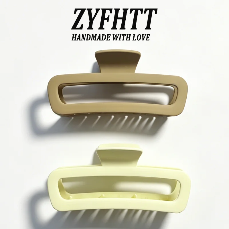1/4 Stück ZYFHTT Einfarbige Matte Frosted Rechteckige Haarklammer für Frauen Täglicher Gebrauch Große Haifischklammer Modische Mädchen-Haarspange – Detail 13
