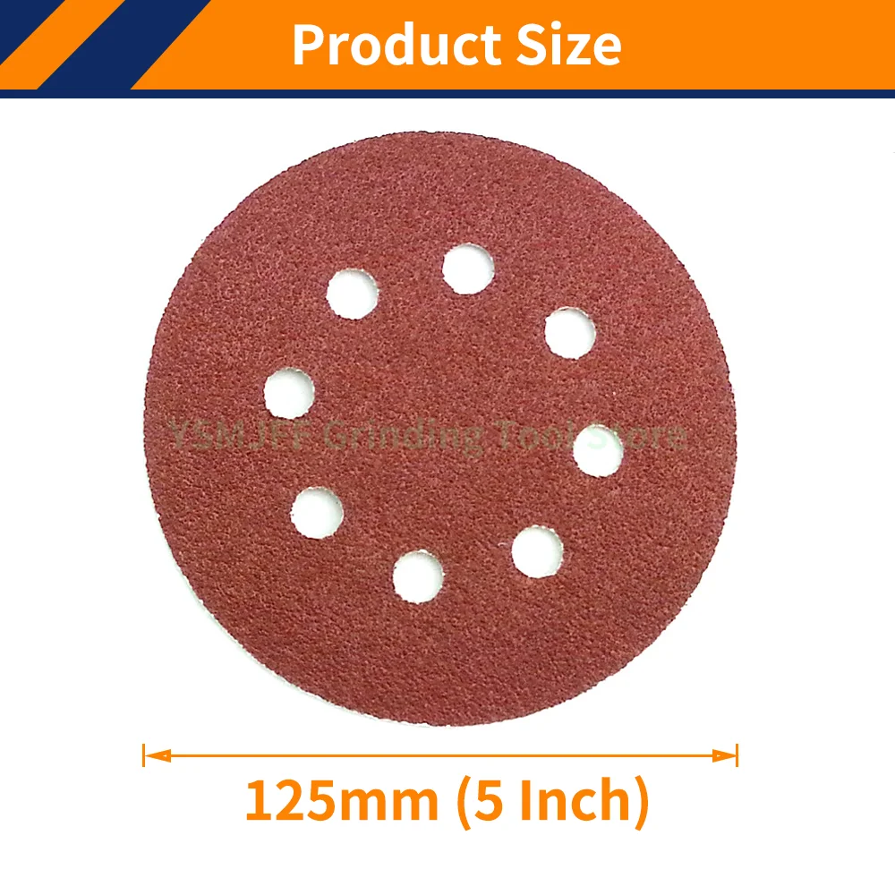 50PCS 5 Inch 8 Hole Sanding Discs, Hook and Loop Abrasive Sanderpaper For Random Orbital Sander Woodworking, 40-1000 Grits