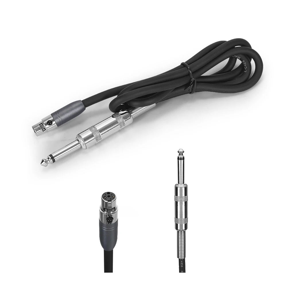 Iiimymic guitarra baixo instrumento cabo de música mini 4pin xlr ta4f para 1/4 6.5mm 6.35mm para shure corpo pacote transmissor