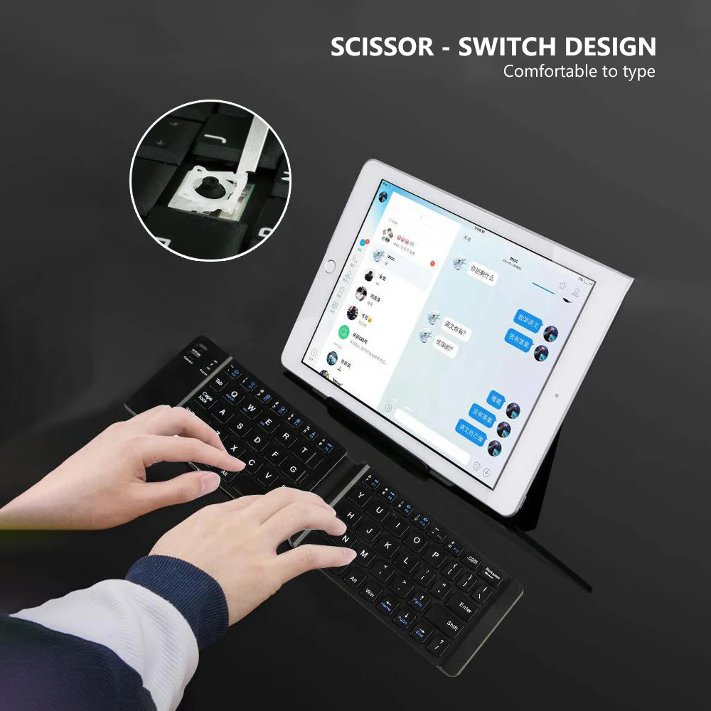 Teclado dobrável mini teclado sem fio bluetooth para windows, android, ios, ipad tablet telefone portátil dobrável teclado sem fio
