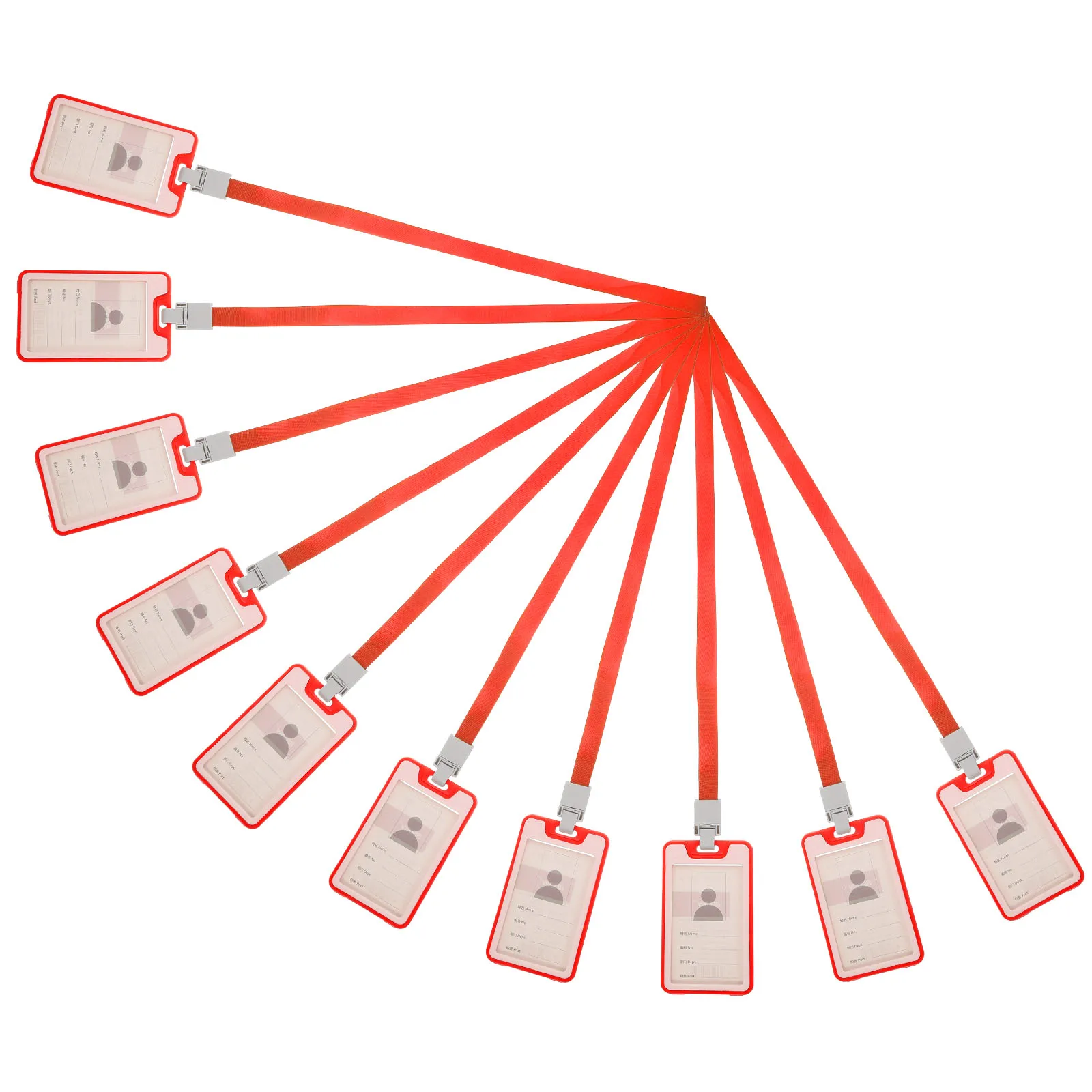 

10 Pcs Badge Card Sleeves Holder with Strap Have Pockets Red Id Hanging Rope Man