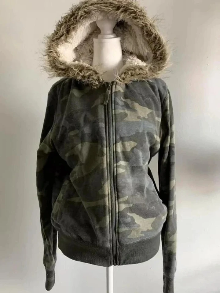 2026 Spring Punk Gothic Y2k Fur Hooded Coat Grunge Aesthetics