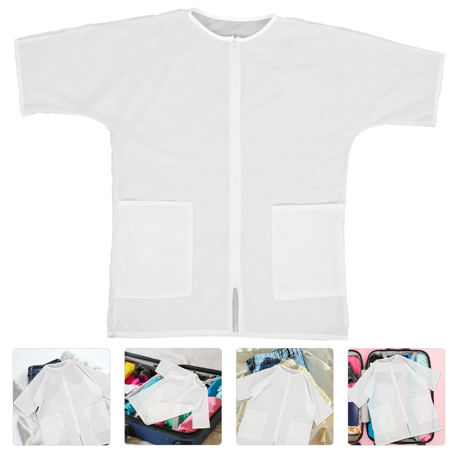 White Pet Grooming Jacket Waterproof Anti Static Work Clothes Breathable Multi Pocket Smock for Groomers Hairdresser Salon Use