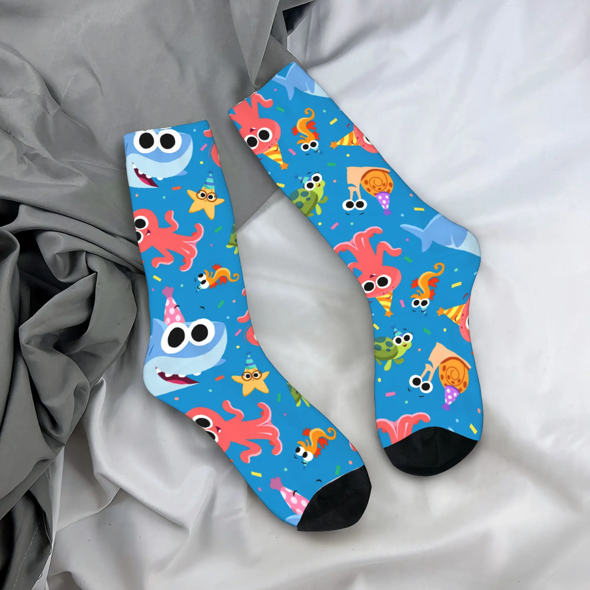 

Носки с принтом Finny the Shark Confetti Birthday Stockings для взрослых мужчин, теплые, мягкие, готические, осенние, нескользящие, с принтом