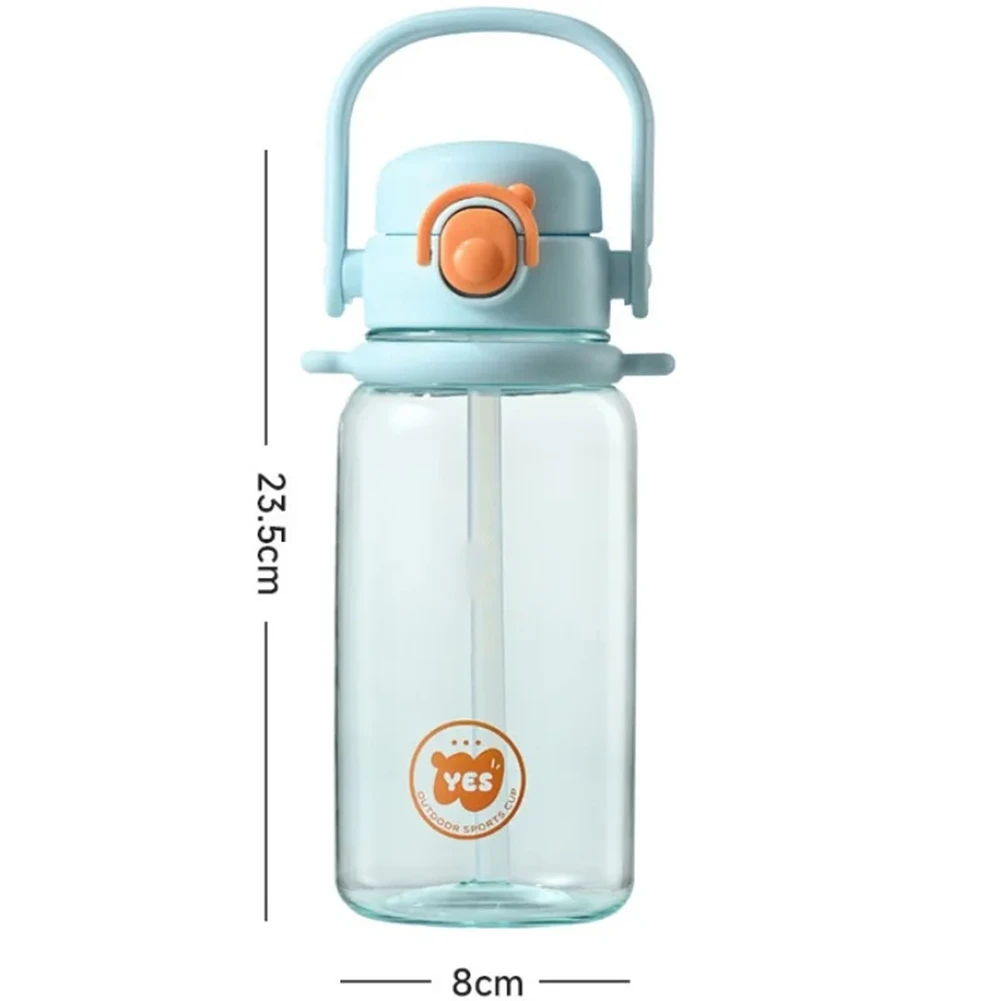 ABLK-botella de agua de gran capacidad con pajita para estudiantes, vaso de plástico breve sellado a prueba de fugas con tapa, artículos para beber para niños, 1000ML