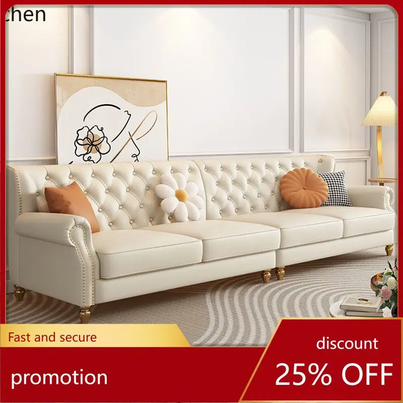 

ZML Living Room Genuine Leather Sofa New Small Apartment Villa Vintage Sofa