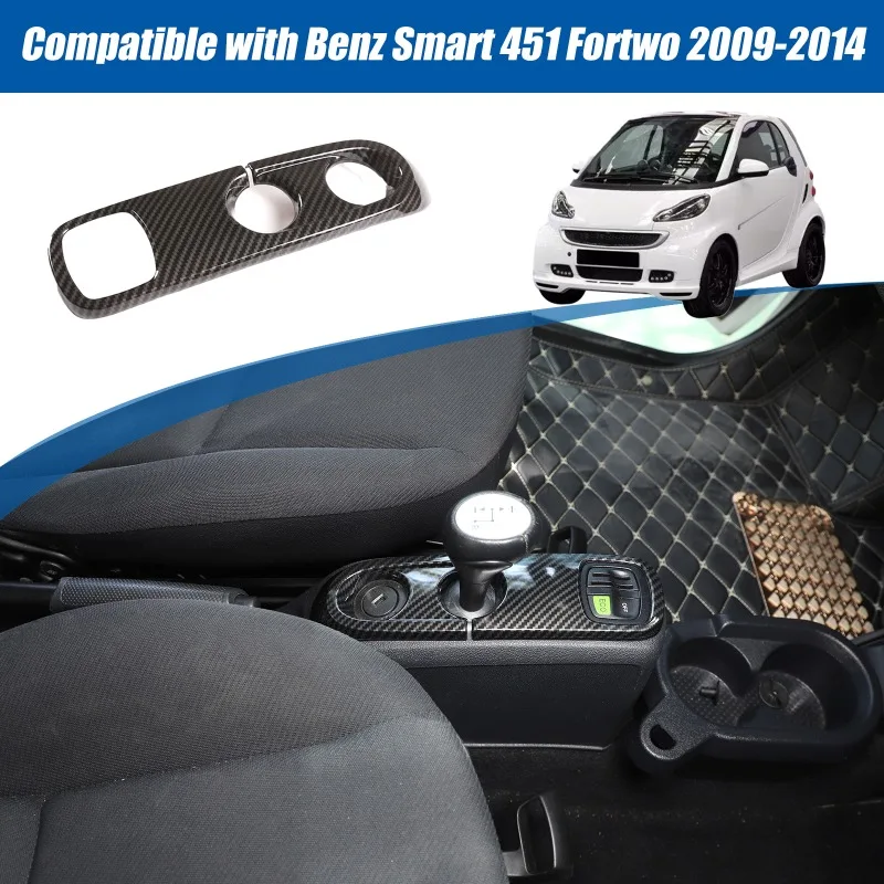 ABS Carbon Fiber Texture Car Center Console Gear Shift Panel Cover Trim Stickers For Mercedes Smart 451 Fortwo 2009-2015 view 6