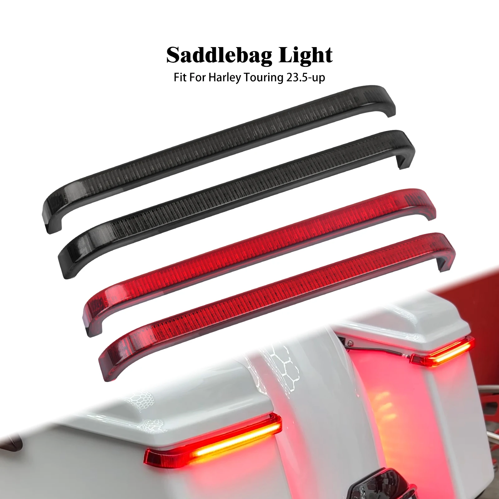 

Задняя седельная сумка для мотоцикла, указатель поворота, светодиодные фонари, стоп-сигнал для Harley Touring Road King Street Electra Glide 2023.5-Up