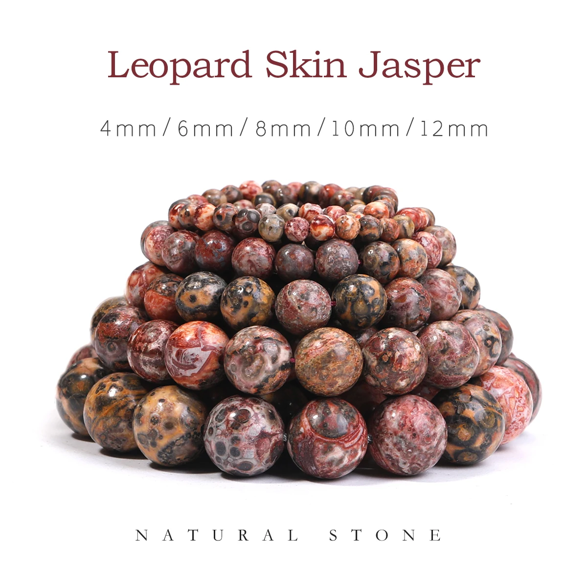 SHIJIWLS Natural Stone Beads Leopard Skin Jasper Round Loose Beads 4 6 8 10 12mm Beads For DIY Jewelry Making Wholesale