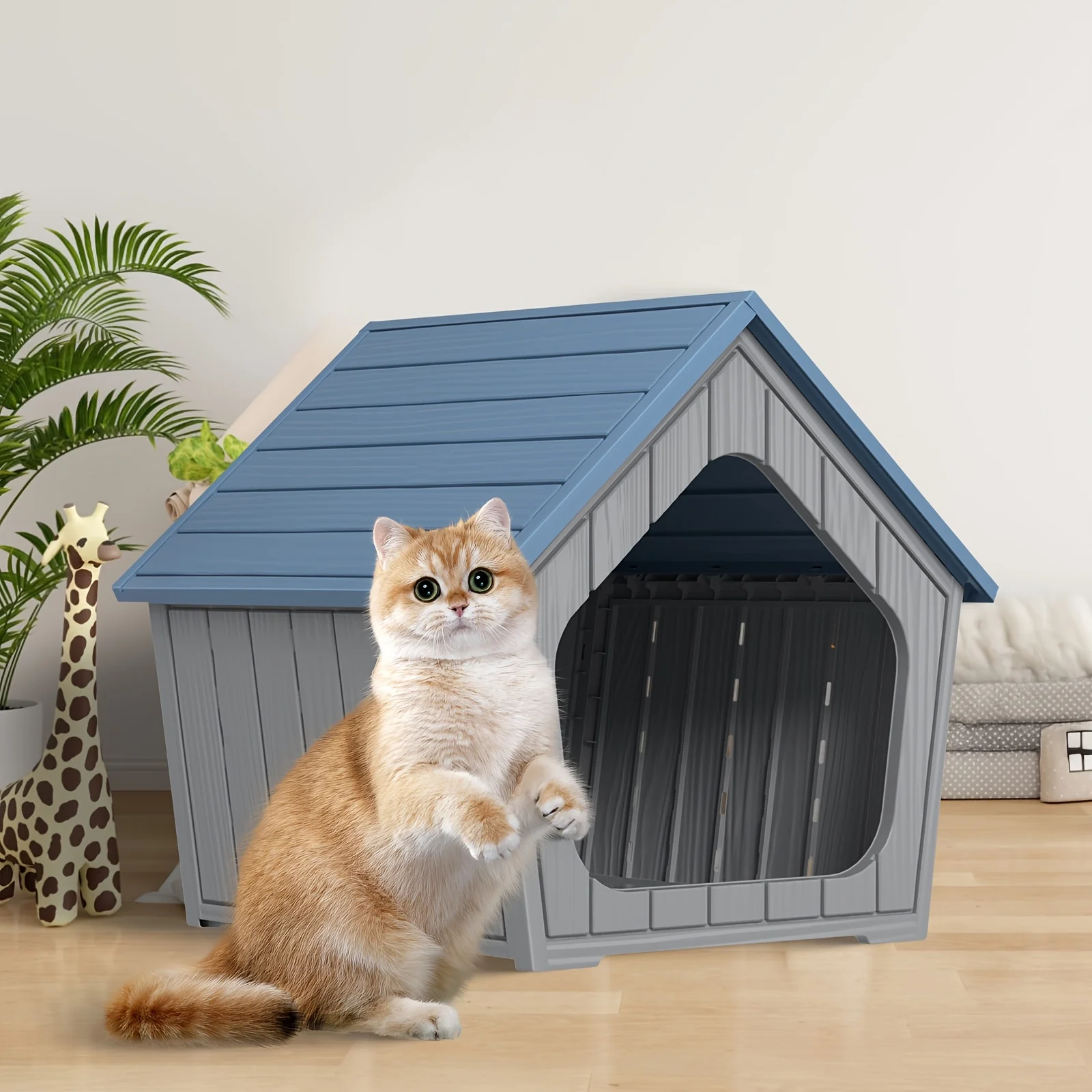 

Contemporary Resin Feline Shelter, Outdoor Cat Dwelling Featuring an Elevated Base, Pet Additions, Small Animal Enclosure for Indoor Cat Play, Easy to Put Together, Suitable for Year-Round Use, an Ideal Festive Present for Halloween, Christmas