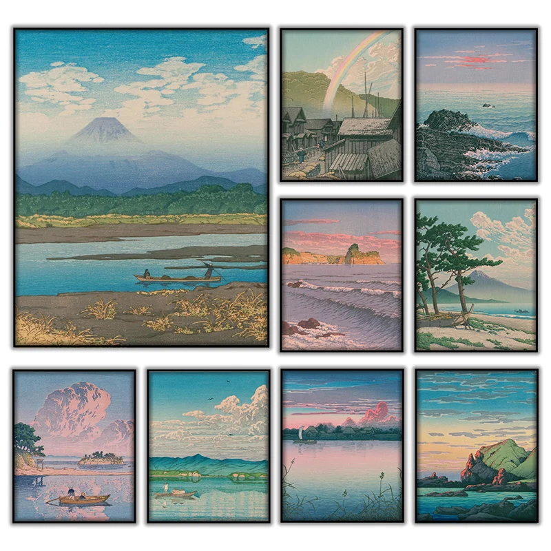 （2D canvas painting）Kawase Hasui Artwork Posters and Prints Retro Japanese Landscapes Canvas Poster Wall Art Picture for Room