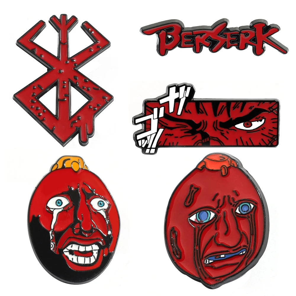 5Pcs/set Anime Berserks Beherits Game Red Cartoon Brooch Lapel Pin Backpack Hat Clothing Accessories Badge Jewelry Gifts
