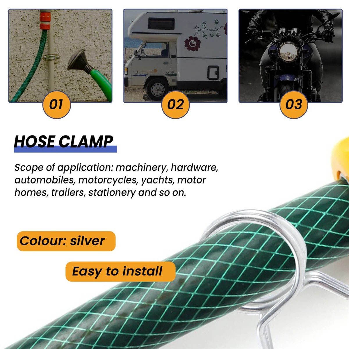 High-end 150Pcs/Set Stainless Steel Spring Clip Hose Clamp Fastener Fuel Line Hose Water Pipe Air Tube Car Plumbing Tools