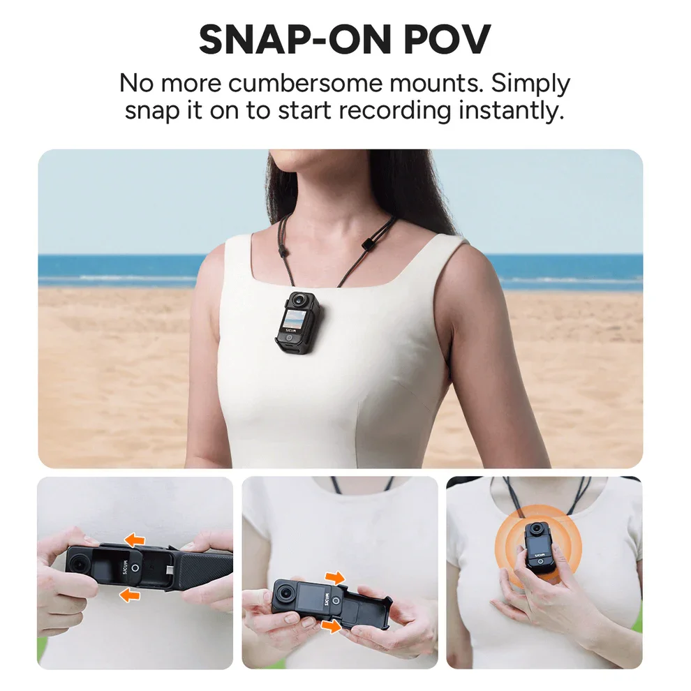 SJCAM C400 Pocket Action Camera 4K 16MP Dual Flip Touch Screen 6 Axis Gyro Stabilization 30M Waterproof Vlog Cam With Hand Grip