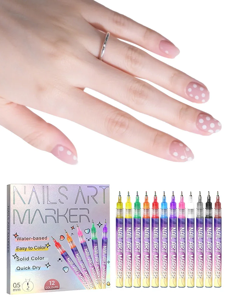 12 colores bolígrafos para esmalte de uñas DIY dibujo pintura delineador cepillo para uñas diseño artístico manicura decoración de uñas DIY