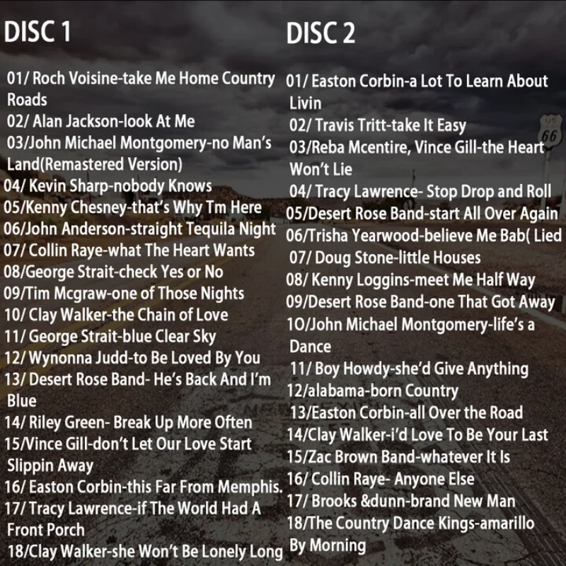 Route 66 American Road Trip CD: Classic Rock & Country Music Album for Car,4CD