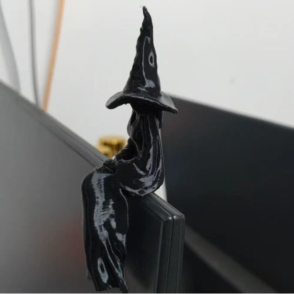 Black Faceless Witch Figurine Retro Plastic Halloween Witch Figurine Sitting Pose 3D Printed Spooky Bookshelf Ornament