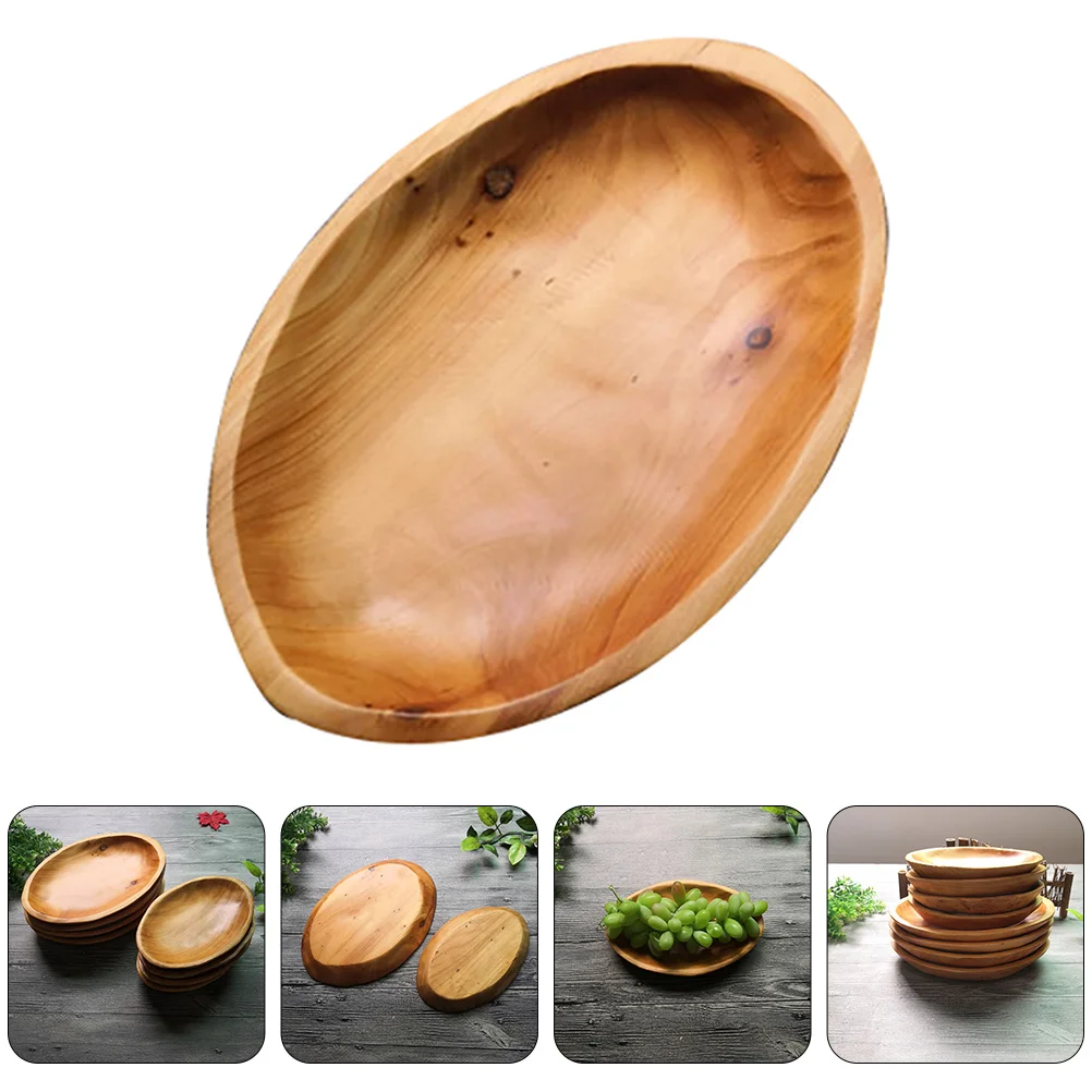 

Solid Wood Fruit Bowl 22x14x3cm Oval Small Size Food Serving Tray Eco Friendly Smooth Polishing Multi Scene