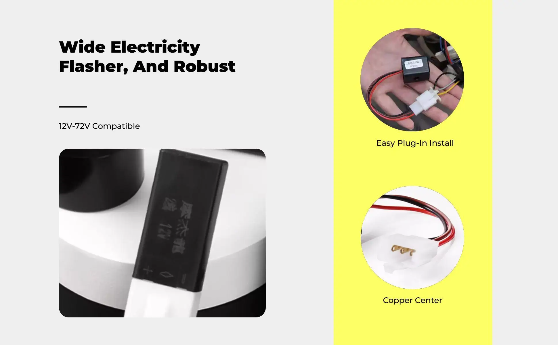 Led Turn Signal Alert Controller Universal Fit Easy Install ABS Copper Flasher Relay for Motorcycle Electric Bike Tricycle