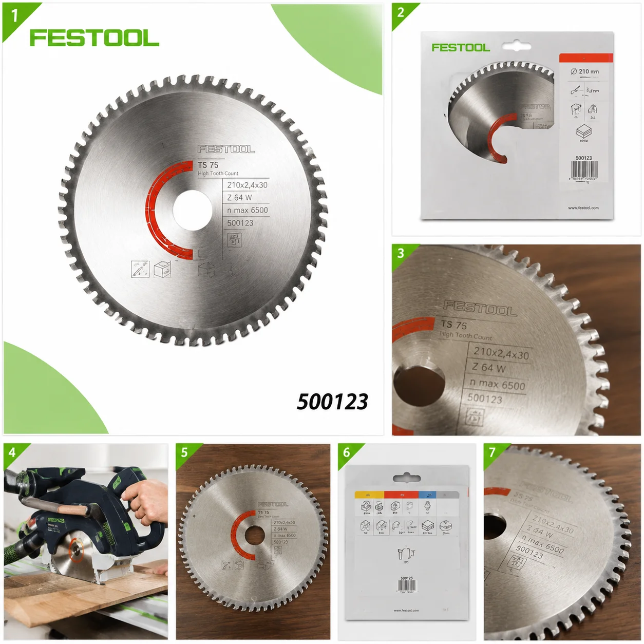 Festool 500123 60T Circular Saw Blade Precision Cross-Cutting Disc for Fine Woodworking Cabinet Making