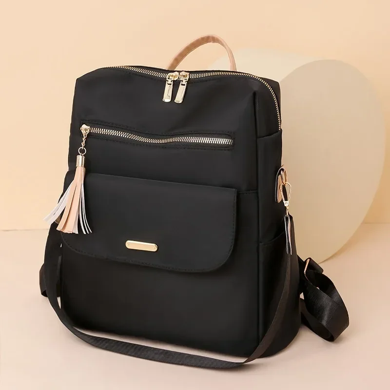 High Quality Women\'s Backpack Hot Sale Zipper Trend 2024 Casual Versatile Tassels Design Ladies Bags Bolsas Para Mujeres