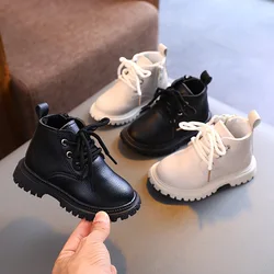 Stivaletti per bambini scarpe Casual da ragazzo in morbida pelle autunno inverno stivali per bambini in stile britannico per ragazze stivali corti da bambino di moda