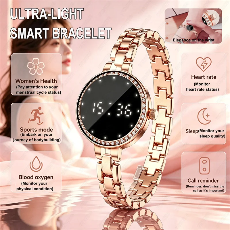 

2026 New Fashion Smart Bracelet Women Sport Mode Fitness Tracker Heart Rate Sleep Message Reminder IP68 Waterproof Smart Watches