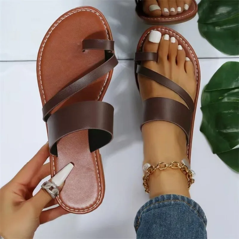 Women Minimalist Thong Sandals 2024 New Fashion Flat Sandals Summer Outdoor Beach Vacation Leisure Woman Shoes