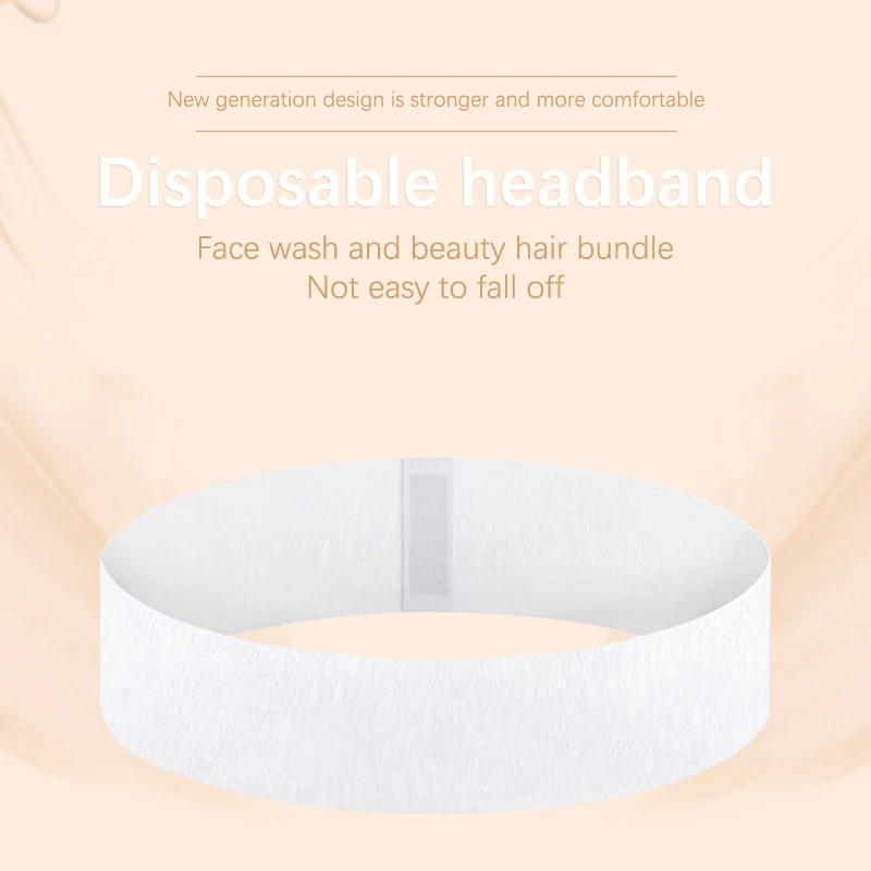 

100 Pieces Disposable Spa Facial Headbands Stretch Non-Woven Soft Skin Care Hair Band With Convenient Closure For Beauty Salon