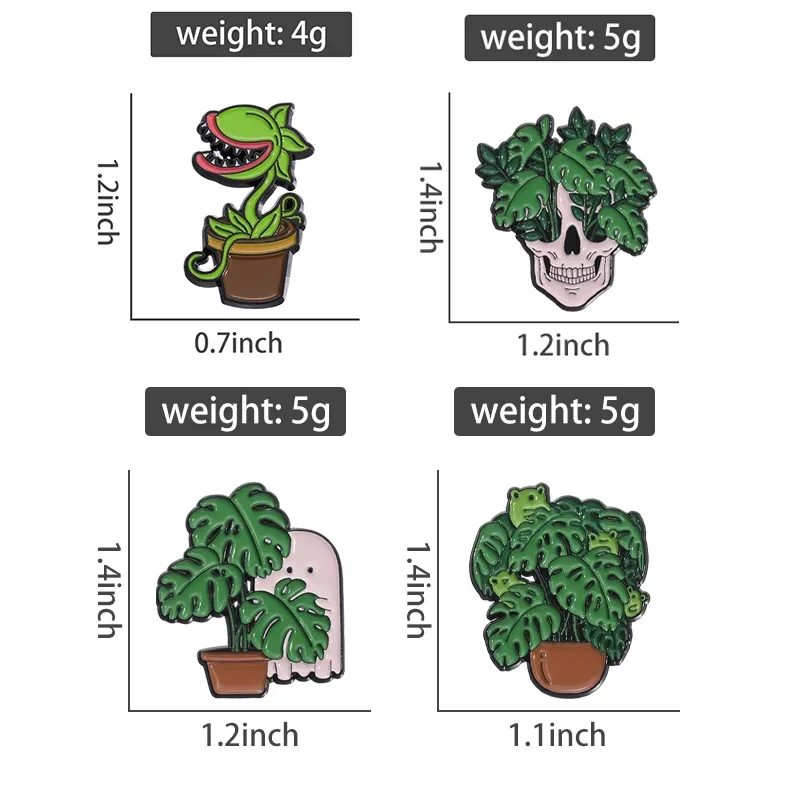 Punk gotycka czaszka roślina doniczkowa emaliowana przypinka kreatywna czaszka duch żaba z broszki z liśćmi kołnierz przypinka do klapy akcesorium