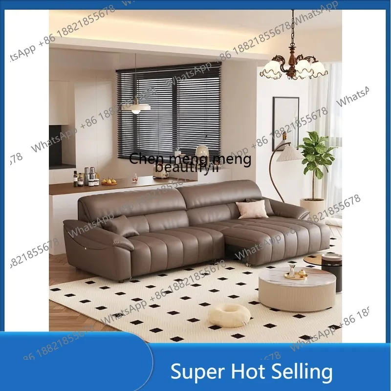

A85 New Multi-Functional Electric Sofa Leather Sofa Bed Dual-Use Folding Retractable Living Room Straight Row Small Apartment