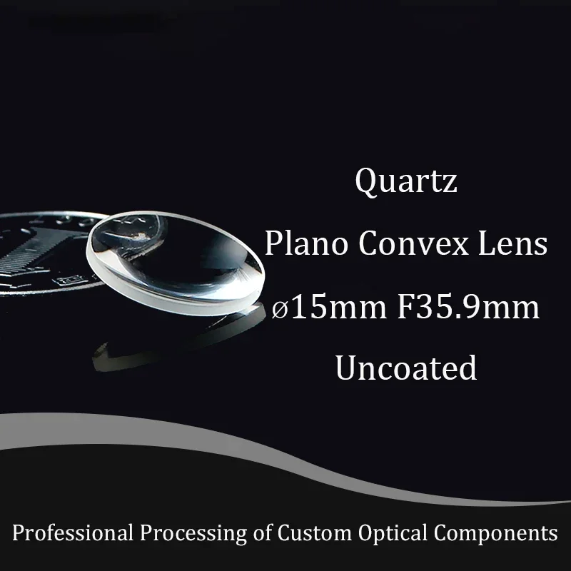 Jgs1 Quartz Plano-convex Single Convex Lens, Diameter 15mm, Focal Length 35.9mm, Transparent