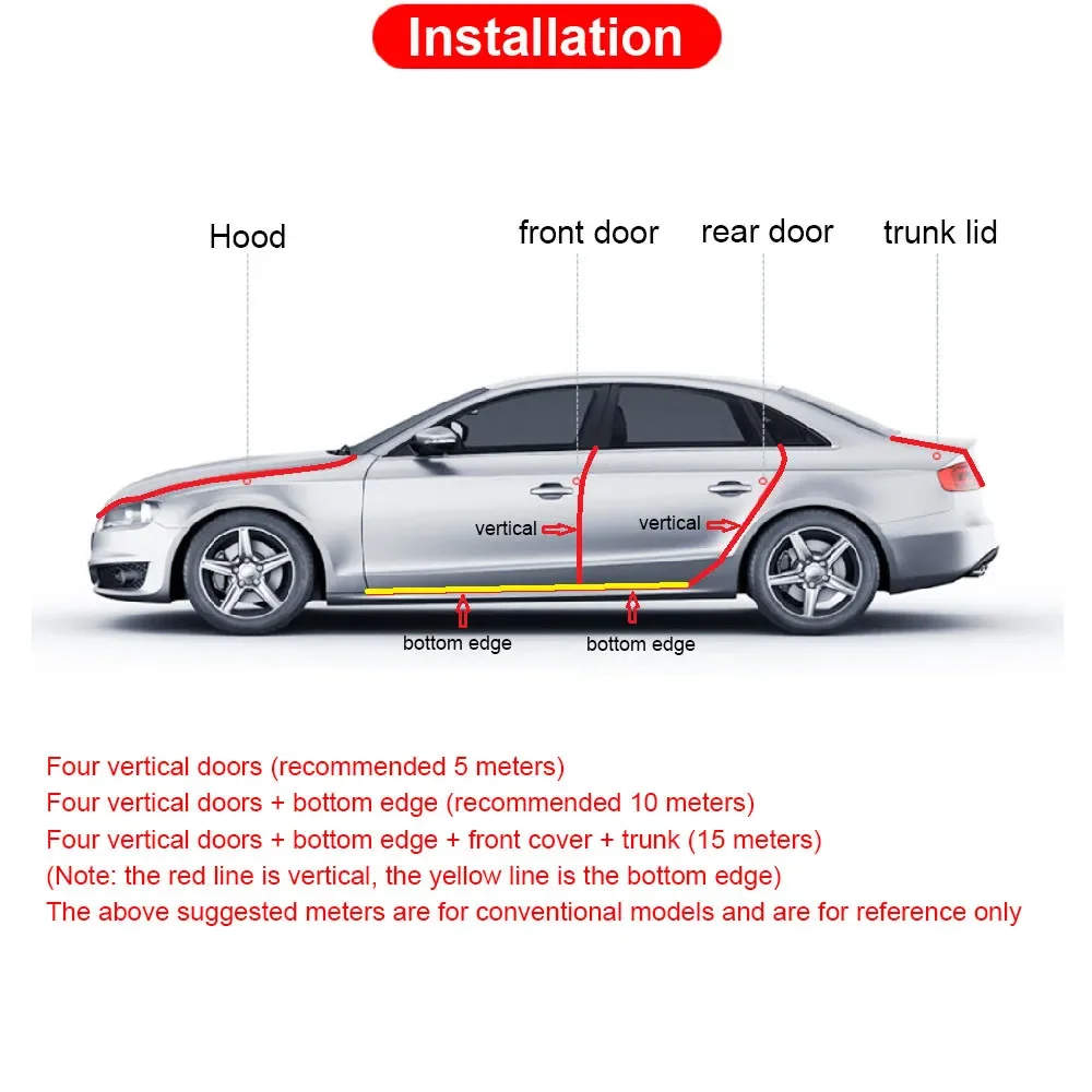Car Door Anti Collision Strip 5M 10M Flexible Edge Guard Trim Shock Absorbing Protective Molding For Car Door Edge