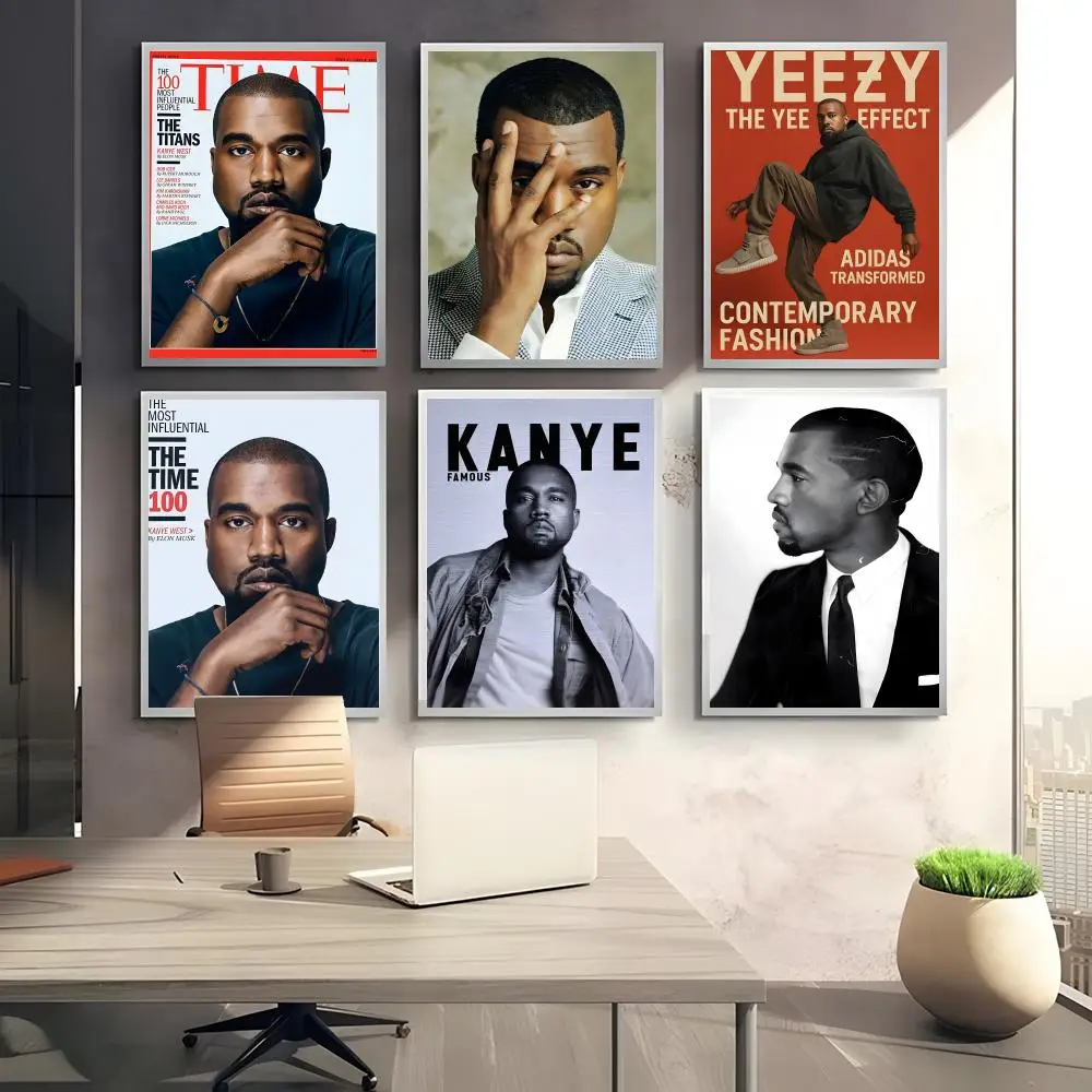 1PC K-Kanye W-West Y-Ye Rapper Poster HD art sticky wall waterproof home bedroom bar aesthetic decoration