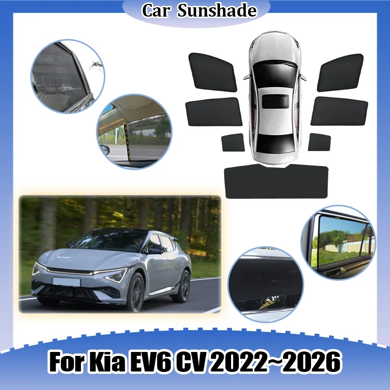 

Sun Visor For Kia EV6 CV 2022 2023 2024 2025 2026 Mesh Sunshade Privacy Curtains UV Protection Breathable Cover Auto Accessories