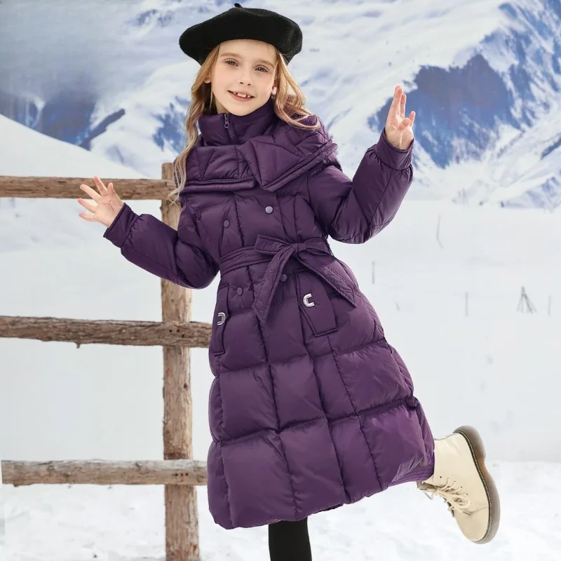 

【2025 New】Kids' Winter Down Jacket Thickened Purple Girls' Coat Heavyweight Stylish Winter Clothing