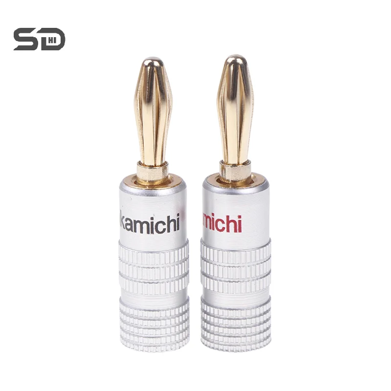 2Pcs 4MM Banana Plugs 24K Gold-plated Banana Connector For Jack Speaker Adapter Screw Plug Audio Connectors