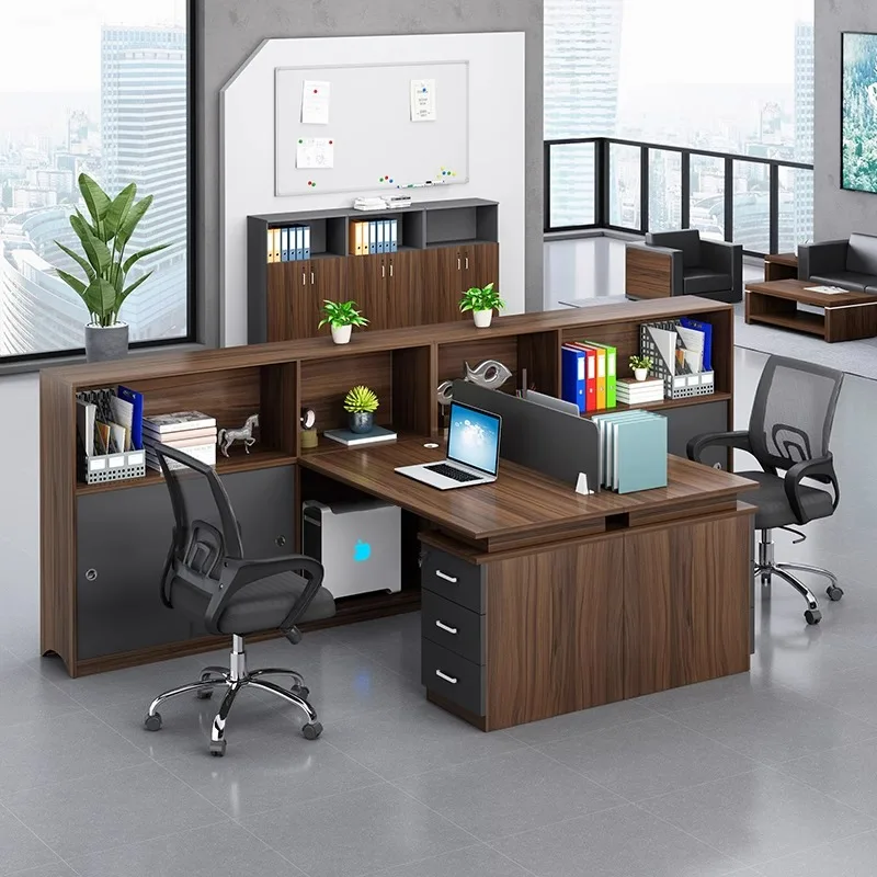 Desk staff simple modern financial screen four 4 person office booth