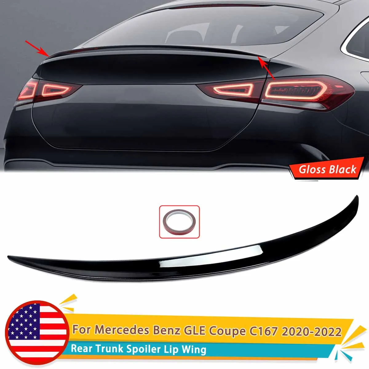 

For 2020-2025 Mercedes Benz C167 Coupe GLE350 GLE450 GLE53 Rear Trunk Spoiler
