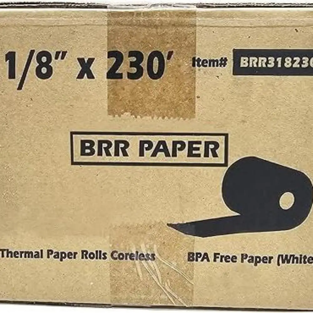 (30 rollos sin núcleo - 50 GSM) 3 rollos de recibos de papel térmico de 1/8 x 230 se adaptan a todas las impresoras de cajas registradoras POS Clover