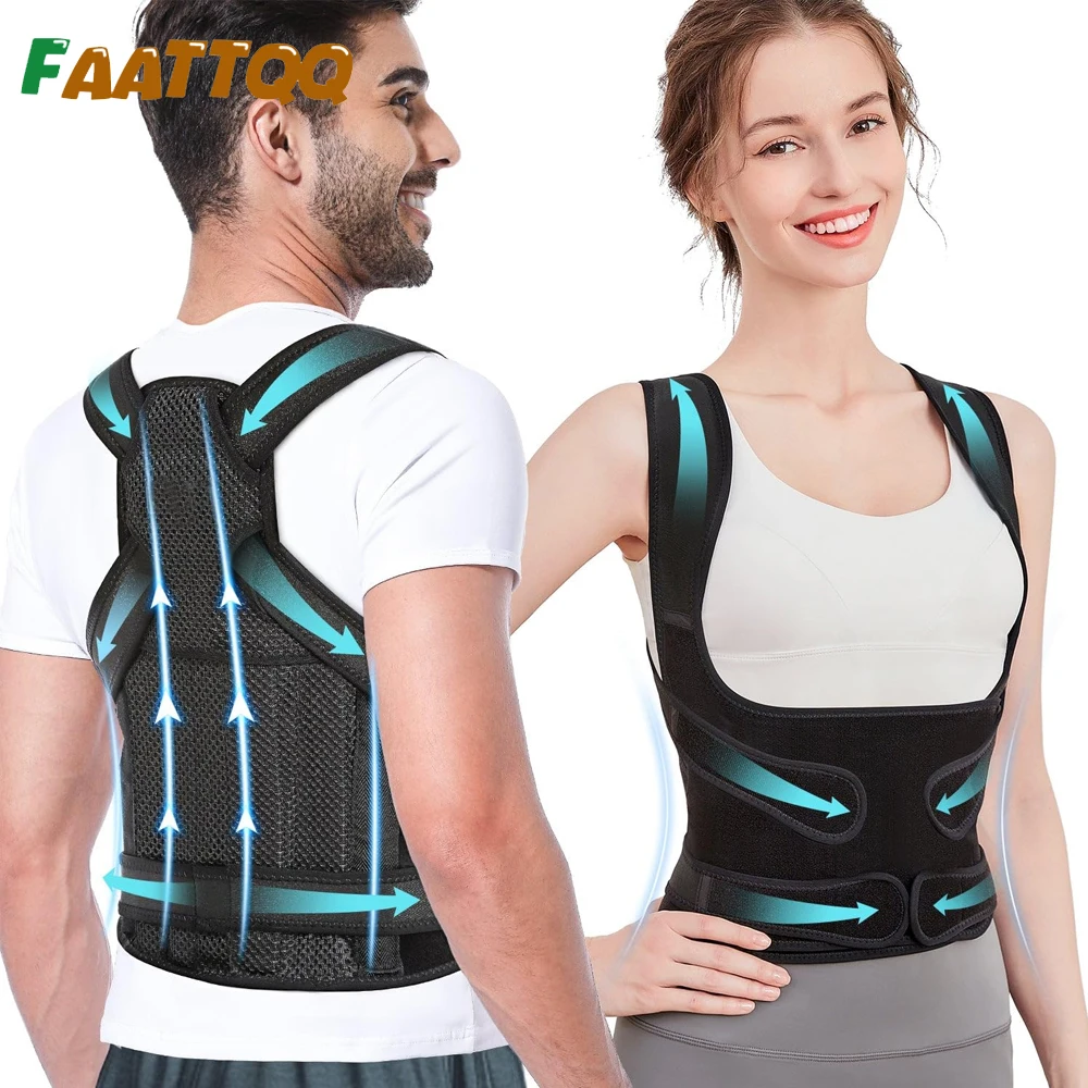 1Pcs Back Brace Posture Corrector for Men Women, Full Back Support for Upper Lower Neck Shoulder Spine Pain - Scoliosis