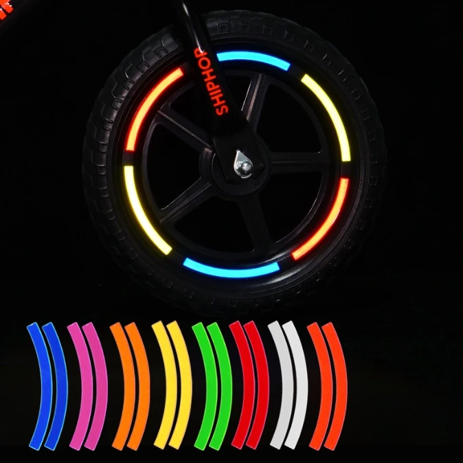 Colored Reflective Tire Sticker Kids Balance Bike Reflective Sticker Wheel Decal Bicycle Accessories