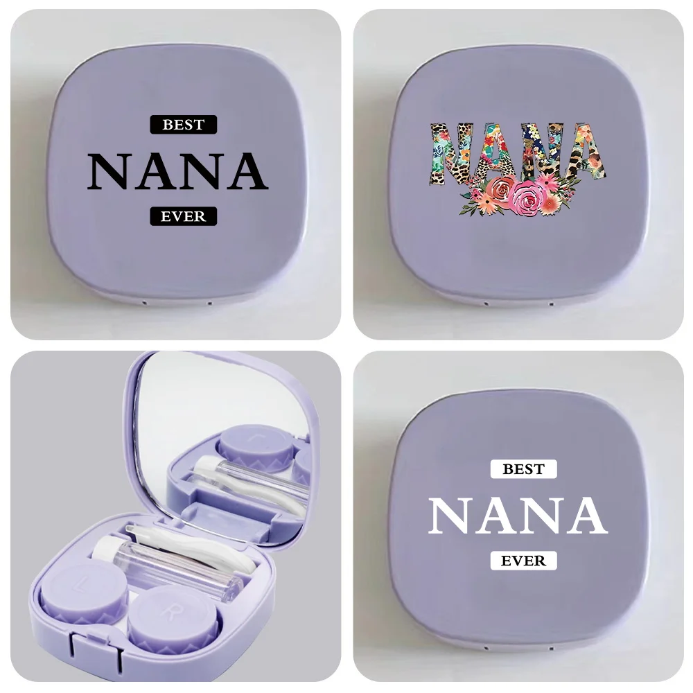 

Fashion Pocket Portable Contact Lens Case With Mirror Women Meitong Box Durable Cosmetic Lens Container Nana Letter Pattern