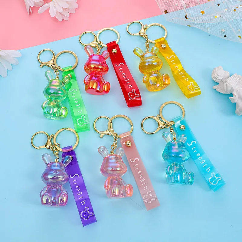 سلسلة مفاتيح أرنب كريستال أكريليك من مينسو، قلادة إكسسوار لطيفة، قلادة حقيبة رائعة، سلسلة مفاتيح، هدية صغيرة رائعة