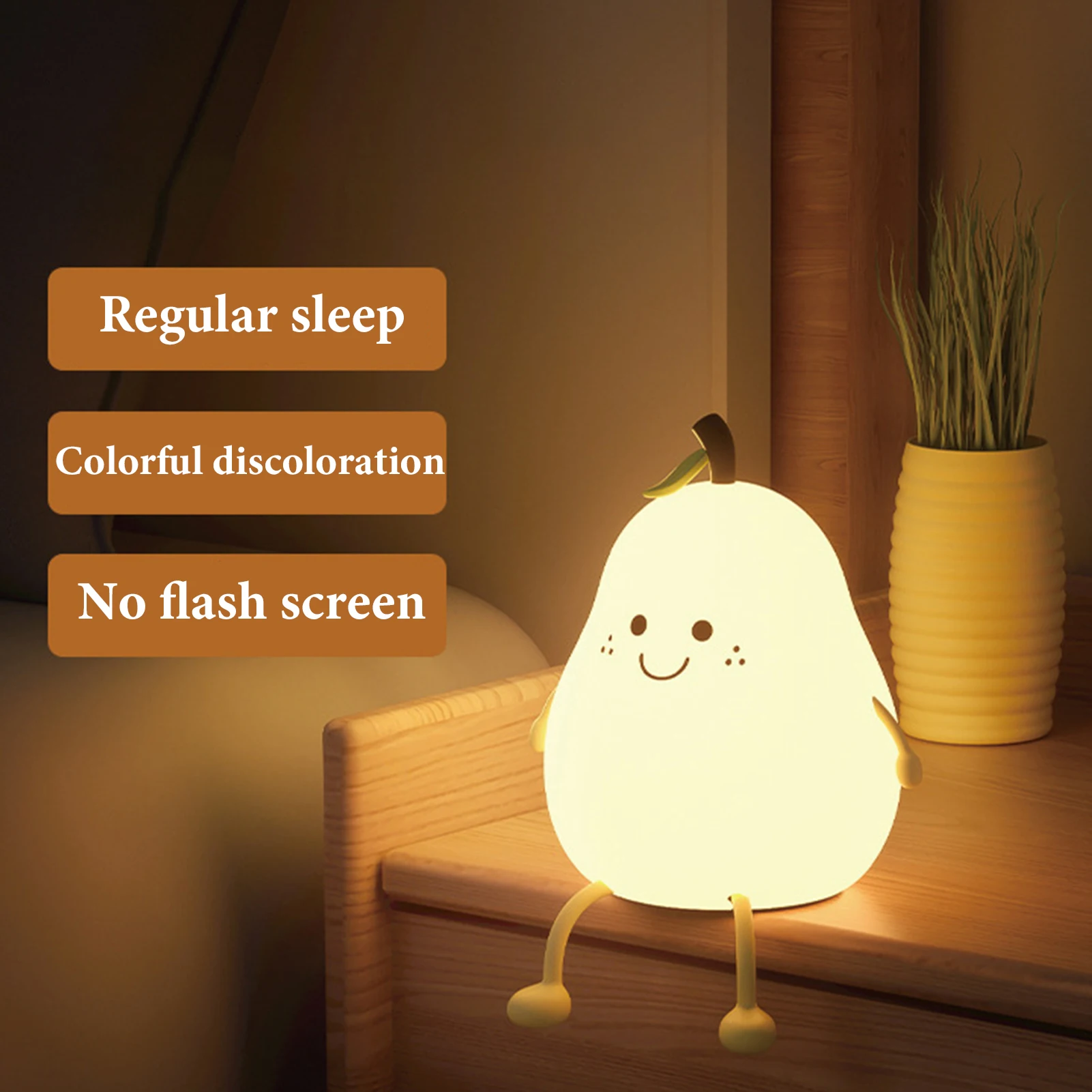 Kawai Pear Night Light con gambe sensore tattile lampada portatile in Silicone a Led Nursery Decor per bambino bambino natale regalo di capodanno