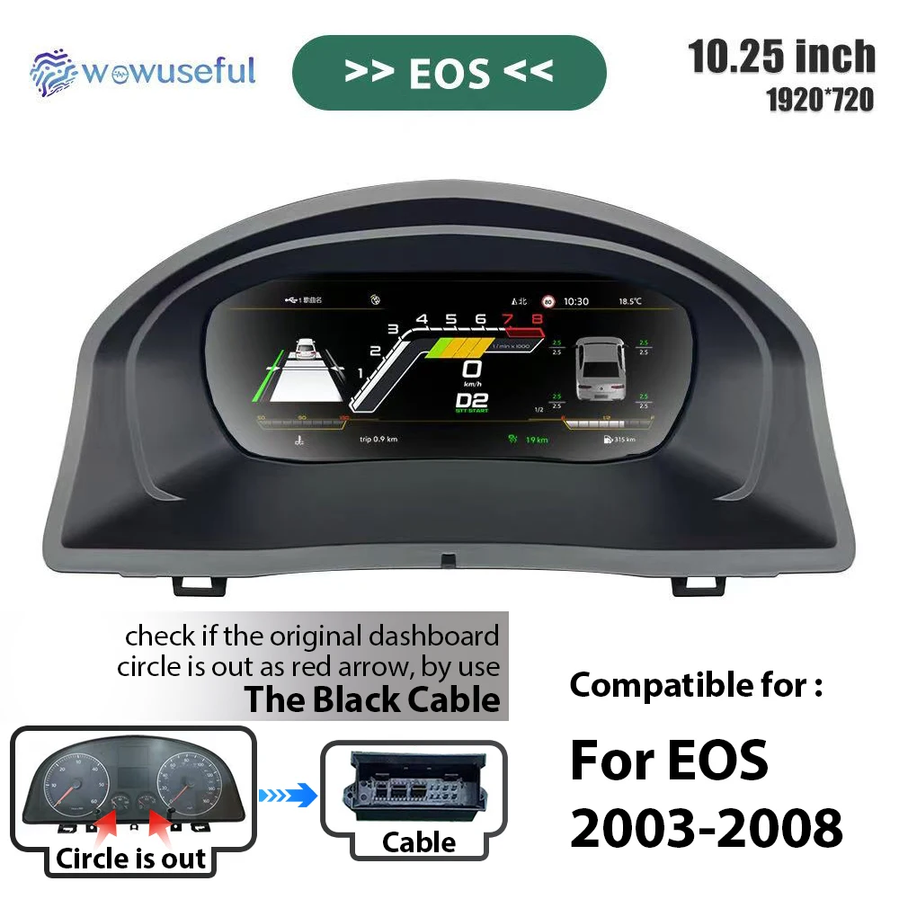 PrelingCar 10.25 Digitale Dashboard Cluster Voor VW Variant Caddy Touran T6 EOS Sharan Golf 5 Virtuele Instrumentenpaneel Cockpit